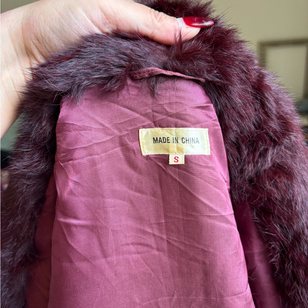 Fur Jacket in Rich Burgundy - Picture 5 of 5